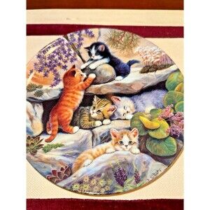 Bradford Exchange Germany KLETTEREI IM STEINGARTEN Kittens Collectible Plate